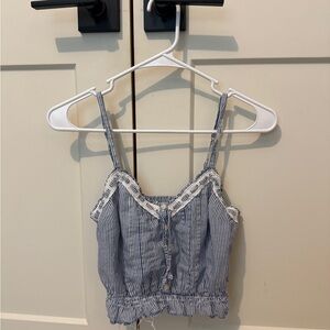Hollister Blue and White Striped Tank Top
